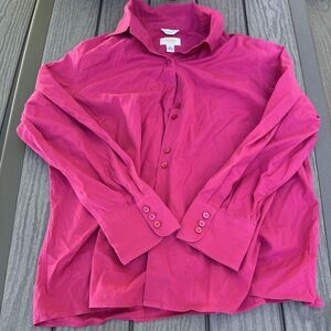 Talbots Women Dark Pink Long Sleeves Dress Shirt Size 18W
